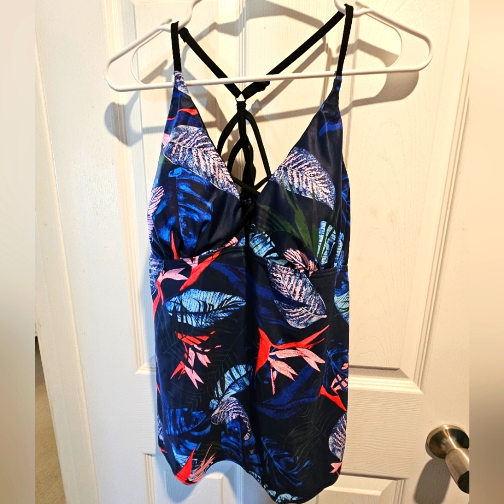 Tropical Print Strappy Tankini